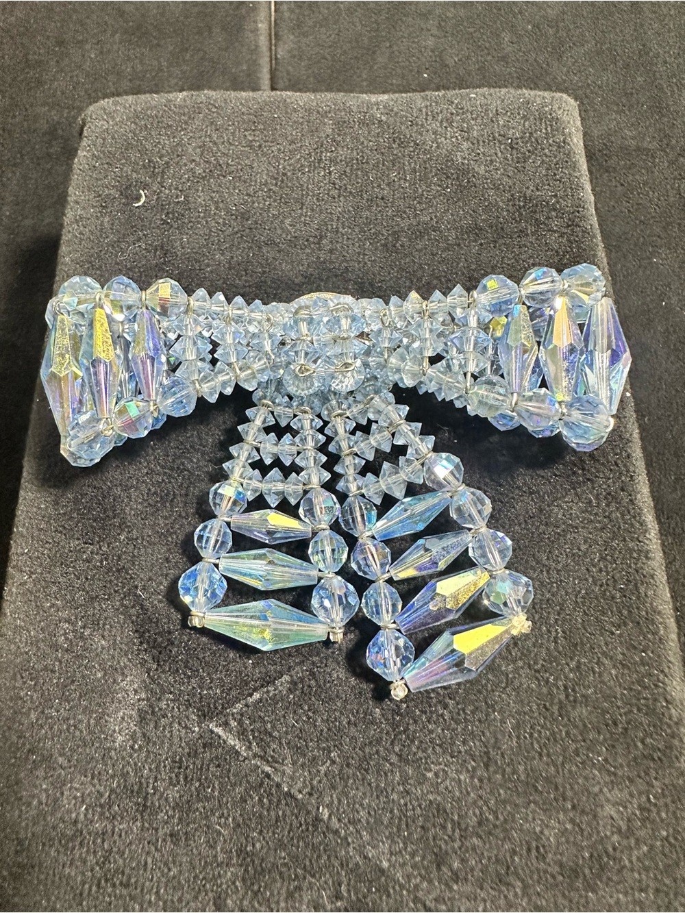 🔥RARE Vtg 1950’s-60’s Vendome Glass Aurora Borealis Bow Accent Brooch